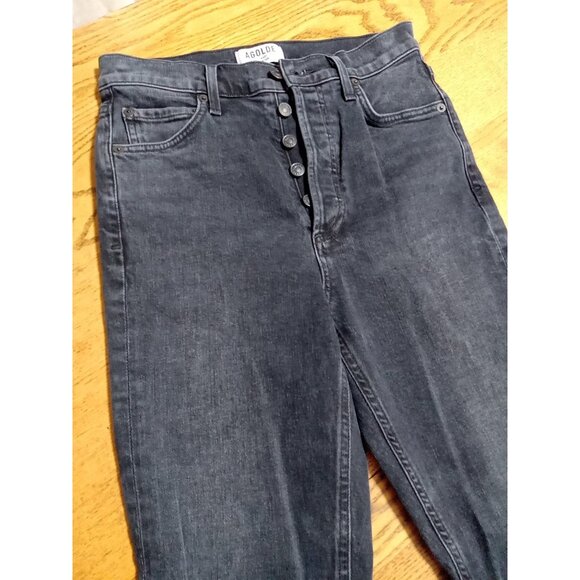 Agolde Denim - AGOLDE Jeans Womens 25 BLACK faded BUTTON FLY STRAIGHT LEGS ? Preowned Denim